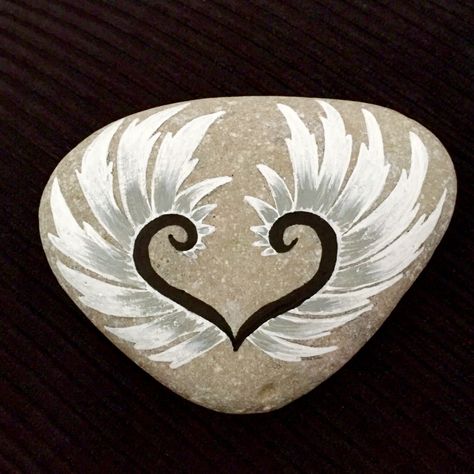 angel wings | painted rock | stone art | infant loss | rock painting Rock Painting Ideas Angels, Angel Wings Painted Rocks, Painted Rock Angel, Angel Painted Rocks Ideas, Angel Rock Painting Ideas, Painted Rock Memorial, Angels Painted On Rocks, Memorial Rock Painting Ideas, Memorial Rocks Painted