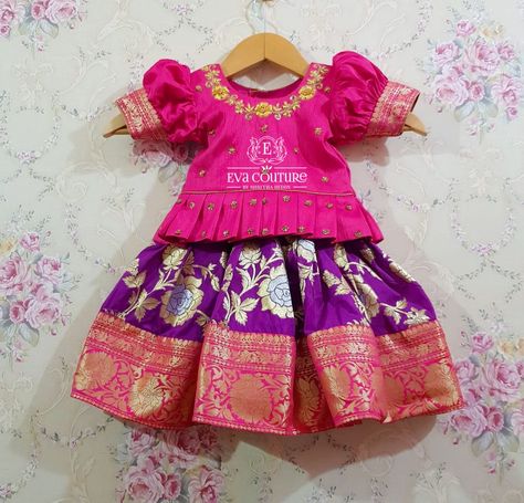 Pattu Langa For New Born Baby, Newborn Pattu Langa, Baby Pattu Langa Designs, Kids Pattu Langa Blouse Designs, Langa Jacket For Kids Pattu, Pattu Langa Blouse Designs For Kids, Baby Girl Pattu Langa Designs, Kids Pattu Langa Designs, Pattu Langa For Kids