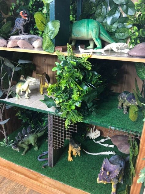 My son is obsessed with dinosaurs and other animals so for his birthday I decided to do up an old dollhouse into a fun dinosaur park. I found an old wooden dollhouse on Facebook Marketplace for just $30. It was in really good structural condition so it was going to be perfect to upcycle.I then went to my local Bunnings hardware store and bought some adhesive vinyl tiles Diy Toy Animal House, Dinosaur Park Diy, Dinosaur Habitat Project, Dinosaur House Decor, Dinosaur Dolls House, Dinosaur House Diy, Dinosaur Doll House Diy, Dinosaur Habitat Diy, Dino Dollhouse