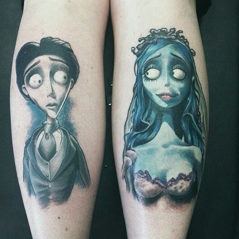 Corpse Bride Corpse Bride Couple Tattoo, Emily And Victor Tattoo, Victor And Emily Tattoo, Victor Corpse Bride Tattoo, Victor Tattoo, Corpse Bride Tattoo, Bride Tattoo, Tim Burton Tattoo, Brides With Tattoos