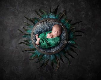 Newborn Digital Background for girls or boys - Dark grey bowl with turquoise feathers on charcoal background Background For Boys, Newborn Baby Shoot, Krishna Baby, Babies Photoshoot, Peacock Baby, Charcoal Background, Photoshoot Boy, Digital Photography Backdrops, Monthly Baby Photos