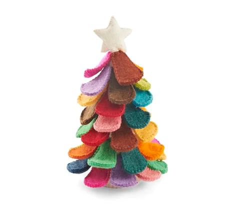 Arcadia Home Handmade Christmas Tree | Perigold Holiday Table Centerpieces, Felt Tree, Rainbow Tree, Tabletop Christmas Tree, Home Handmade, Handmade Christmas Tree, Felt Christmas Tree, Hand Applique, Hand Felted