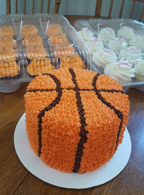 Sports bday Basketball Smash Cake First Birthdays, Rookie Of The Year First Birthday Cake Basketball, Basketball 1st Birthday Cake, Sports Bday Cake, Sports Birthday Cakes Diy, Basketball Smash Cake, Sports Theme First Birthday Cake, Sports Birthday Cake, Sports Birthday Cakes