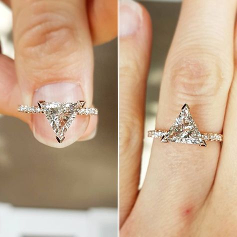 Double Trillion Ring, Triangle Diamond Engagement Ring, Triangle Wedding Rings, Triangle Engagement Ring Unique, Triangle Ring Engagement, Triangle Cut Engagement Ring, Triangle Wedding Ring, Triangle Engagement Ring, Trillion Cut Engagement Ring