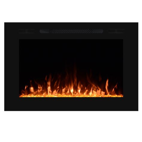 Wall Mount Electric Fireplaces | In-Wall Electric Fireplaces : BBQ Guys Lakehouse Living Room, Realistic Electric Fireplace, Bbq Guys, Fireplace Dimensions, Modern Electric Fireplace, Recessed Electric Fireplace, Built In Electric Fireplace, Fireplace Heat, Modern Flames