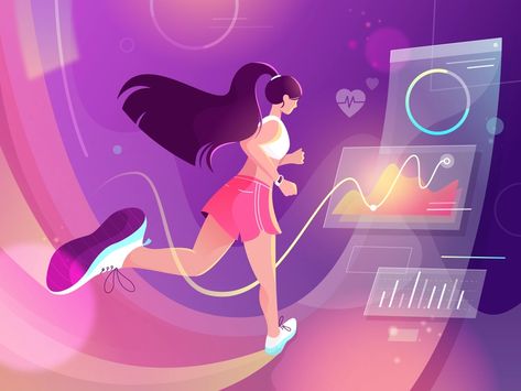 Fitness App by Julia Hanke | Dribbble | Dribbble Influencer Illustration, App Character, Fitness Illustration, Character Background, Flat Design Illustration, Fitness Apps, Fitness App, Technology Trends, Workout Apps