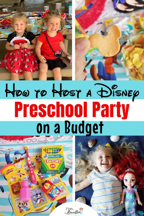 A Disney party for preschoolers doesn't have to break the budget! These are the top tips for saving money when hosting a Disney preschool party for a play date or birthday including what to eat, decoration ideas and goody bags. #MomRewritten #NowMoreThanEver #Parties #Preschool | Party Planning | Party on a Budget Disney Party For Kids, Disney Party Activities, Disney Party Games, Disney Party Ideas, Disney Party Favor, Hosting Party, Disney Parties, Planning Party, Party On A Budget