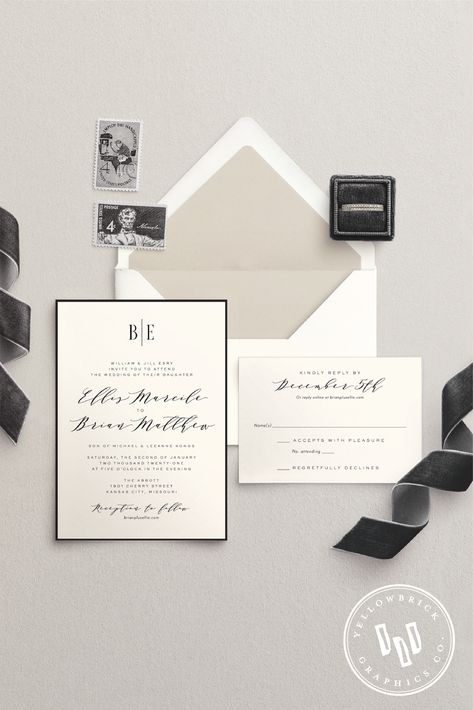 Traditional Black and White Wedding Invitation Industrial Themed Wedding, Modern Calligraphy Wedding Invitation, Black Tie Wedding Invitations, Contemporary Wedding Invitations, Black And White Wedding Invitation, Free Wedding Invitation Templates, Traditional Invitation, Chic Wedding Invitations, Black And White Wedding Invitations