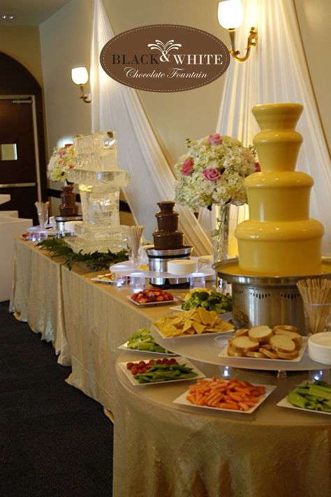 Cheese Fountain Wedding, Cheese Fountain Ideas, Cheese Fountain Bar, Nacho Fountain Bar, Chocolate Fountain Bar Wedding, Queso Fountain Wedding, Nacho Fountain, Nacho Cheese Fountain, Food Fountain