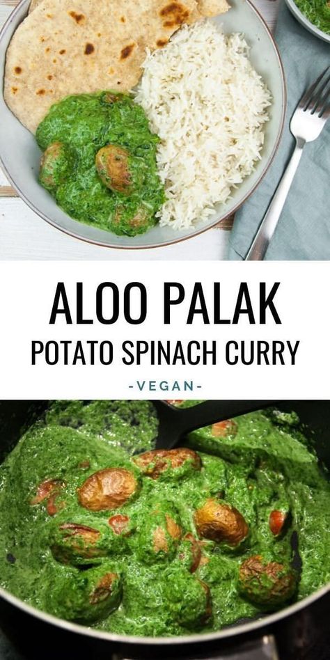 Aloo Palak - Creamy Potato Spinach Curry. Easy to make & so delicious! | ElephantasticVegan.com #aloopalak #spinach #curry #vegan Cooking Wallpaper, Aloo Palak, Spinach Vegan, Aloo Curry, Curry Easy, Aesthetic Cooking, Potato Spinach, Recipe Spinach, Cooking Aesthetic