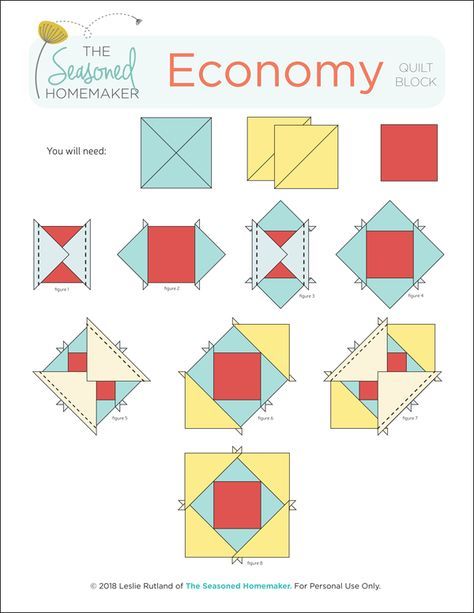 Learn How to Make a Perfect Economy Quilt Block with these simple instructions. Free downloadable tutorial instructions included. #economyquiltblock #squareinsquarequiltblock #quiltblocks #easyquiltblocks #halfsquaretriangles #howtoquilt #quilttutorials Economy Block Quilt Cheat Sheets, Block Within A Block Quilt Pattern, Economy Square Quilt, Economy Square Quilt Block, How To Make A Square In A Square Quilt Block, Quilt Square Patterns Easy, Simple Quilt Blocks Patterns, Square On Square Quilt Block, Free Small Quilt Patterns