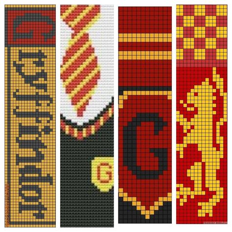 marcador Cross Stitch Bookmark Harry Potter, Gryffindor Cross Stitch Pattern, Gryffindor Cross Stitch, Disney Bookmarks Cross Stitch, Gryffindor Perler Beads, People Perler Bead Patterns, Harry Potter Graphgan, Gryffindor Bookmark, Pixel Art Harry Potter