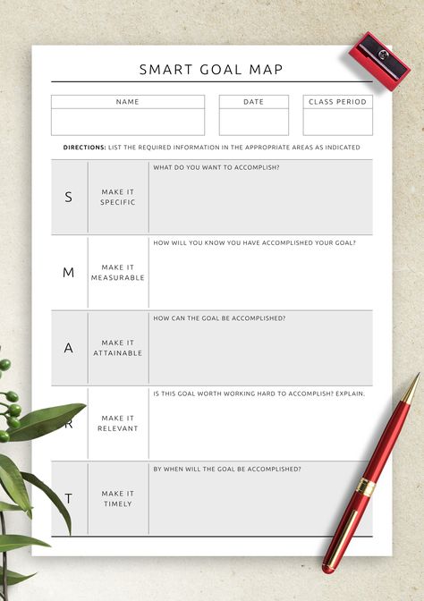 Smart Goals Journal, Goal Map, Planners 2024, Goal Planning Worksheet, Life Goal Planner, Smart Goals Worksheet, Goal Mapping, Smart Goals Template, Studie Hacks