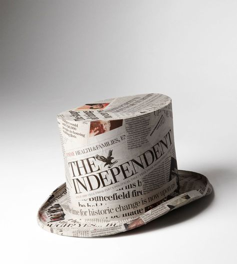 Princeton doesn't want you? That's cool, now you have a top hat. Newspaper Craft Ideas, Newspaper Hat, Paper Costume, Newspaper Fashion, Newspaper Craft, Newspaper Dress, Recycled Dress, Newspaper Art, Paper Fashion