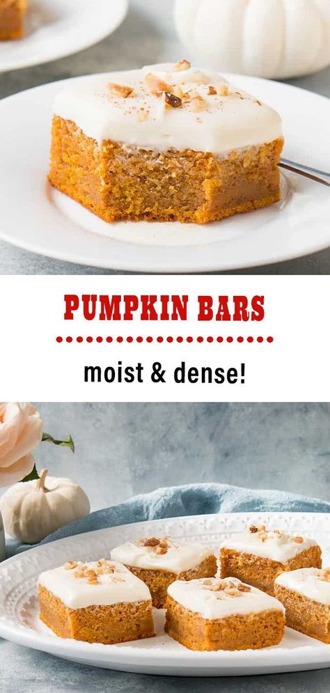 Pumpkin Bars Recipe, Easy Pumpkin Bars, Bars With Cream Cheese, Cream Cheese Bars, Frozen Pumpkin, Pumpkin Pie Bars, Pumpkin Recipe, Cheese Pumpkin, Dessert Bar Recipe