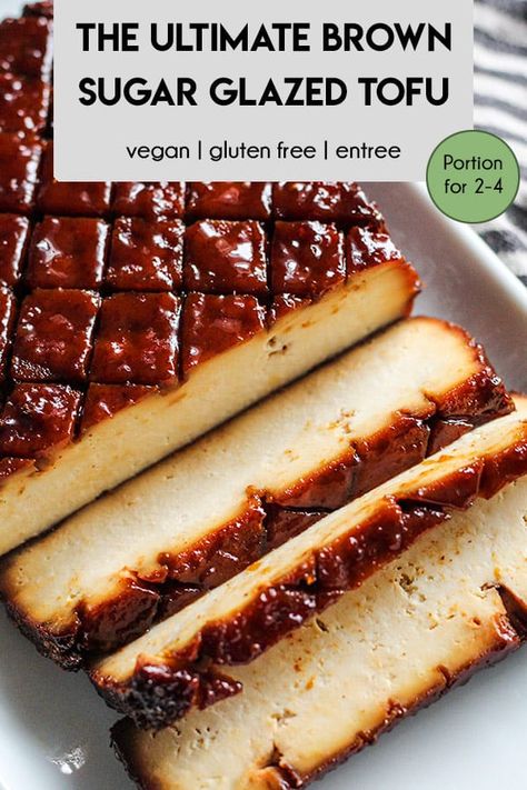 The ultimate vegan main for your vegan Thanksgiving or Christmas table. This brown sugar glazed tofu is sweet and smoky and super easy to make! Beautiful crusted tofu with a delicious brown sugar and mustard glaze. Learn how to perfectly marinate your tofu! Christmas Tofu, Glazed Tofu, Crusted Tofu, How To Press Tofu, Brown Sugar Glaze, Chili Garlic Sauce, Vegan Thanksgiving, Bean Curd, Nutritional Yeast