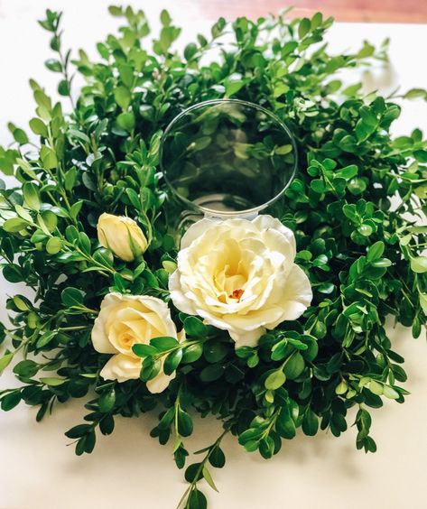 Boxwood Arrangements Boxwood Decor Ideas Wedding, Boxwood Arrangements, Boxwood Centerpiece, Wet Foam, Table Scapes, Boxwood Wreath, Magnolia Leaves, Magnolia Trees, Retirement Party