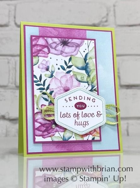 2024 Stampin Up Cards, Translucent Flowers, Translucent Florals, Heartfelt Hexagon, 2024 Card, Hexagon Cards, Silicone Stamps, Stampin Pretty, Love Hugs