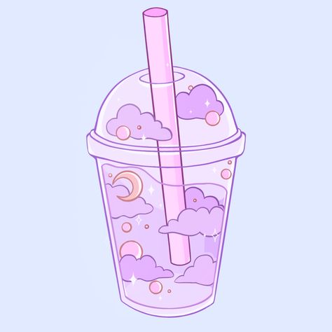 Cloud Drink, Loves Aesthetic, Aesthetic Drinks, Drink Stickers, Images Kawaii, Cute Food Drawings, Cute Food Art, Cute Kawaii Drawings, Kawaii Doodles