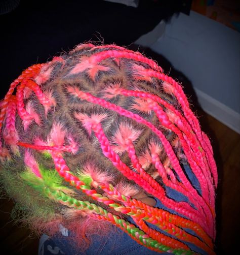 Master the Art of Hairdressing with Pro Tips | Elevate Your Look Pink And Green Box Braids, Pink And Green Hair Black Women, Green And Pink Braids, Pink And Green Braids, Pink And Green Hair, Exotic Hair, Half Up Half Down Hairstyle, Down Hairstyle, Exotic Hairstyles