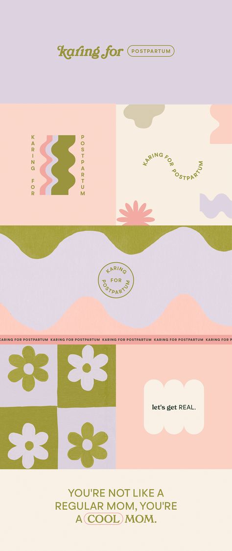 a playful branding experience for new moms #logomk #logon #logotipos Cool Branding Design Visual Identity, Typography Pattern Design, Sustainable Fashion Branding, Graphic Elements Branding, Boho Logo Design Inspiration, Colorful Branding Design Visual Identity, Self Branding Graphic Design, Motherhood Branding, Brand Aesthetic Inspiration