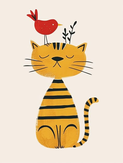 Midjourney Feed Illustration Chat, Chat Illustration, Animal Illustration Kids, Cat Doodle, Image Chat, Pottery Painting Designs, Diy Watercolor Painting, Everyday Art, Art Painting Gallery