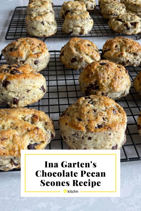 Chocolate Pecan Scones Ina Garten, Ina Garten Maple Oatmeal Scones, Chocolate Pecan Scones, Best Scones Recipe Ever, Pecan Scones Recipe, Banana Nut Scones, Chocolate Scone, Sweet Scones Recipe, Pecan Scones