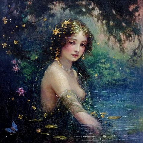 Nymphs Painting, Nymph Painting, Classical Paintings, Art Exploration, Water Nymph, Water Fairy, Water Nymphs, Rennaissance Art, Mermaid Aesthetic