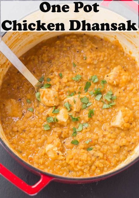 Chicken Dahl Recipe, Chicken Dhansak Recipe, Curry Dinner, Daily Protein, Low Fat Dinner, Quick Healthy Dinner, One Pot Chicken, Lentil Curry, Quick Healthy Meals