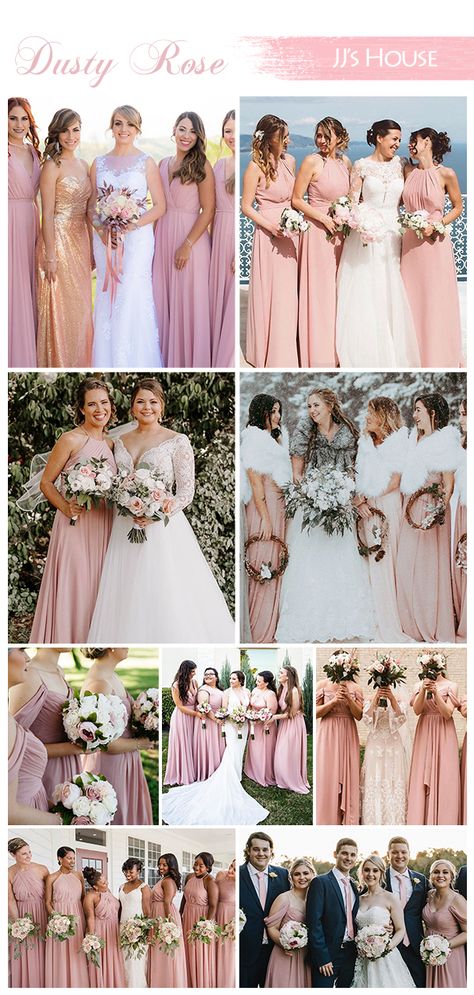 Dusty Pink Bridesmaids, Bridesmaid Color Palette, Bridesmaid Color, Pink Bridesmaids Dresses, Dusty Rose Bridesmaid, Dusty Pink Bridesmaid Dresses, Bridesmaid Pictures, Feminine Vibes, Pink Bridesmaids