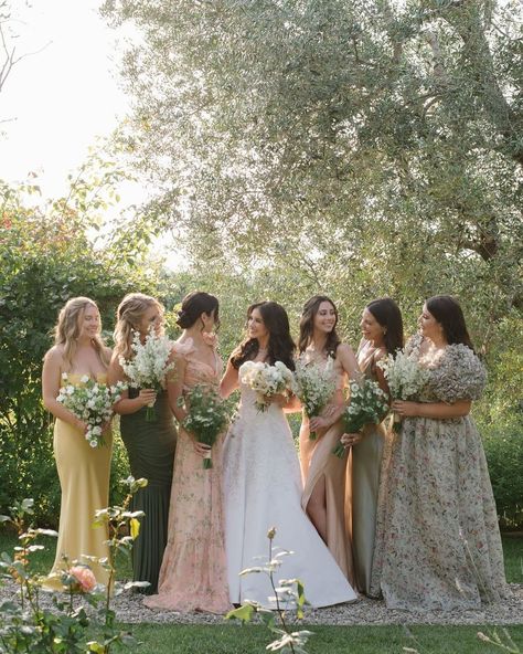 2024 Bridesmaid Dress Trends: Styles to Watch Out For Neutral Bridesmaid Dresses, Mismatched Bridesmaids, Tuscan Wedding, Mismatched Bridesmaid Dresses, Bridal Musings, Green Bridesmaid Dresses, Bridesmaid Flowers, Wedding Mood, Perfect Wedding Dress