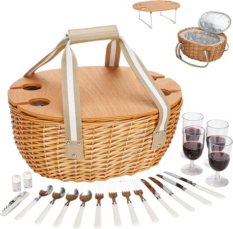 Traditional Hampers, Foldable Picnic Table, Outdoor Christmas Party, Picnic Basket Set, Vintage Wicker Baskets, Paris Theme Party, Wicker Hamper, Plastic Wine Glasses, Picnic Hamper