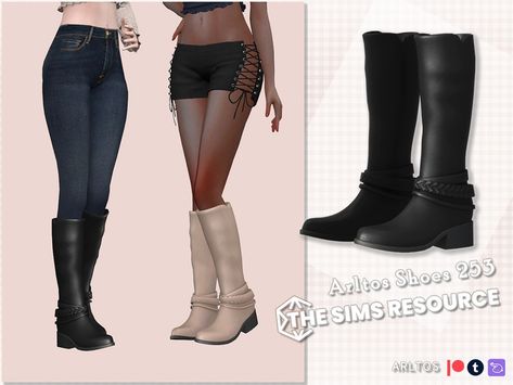 The Sims Resource - Long Leather Boots Female Outstanding Outfits, Long Leather Boots, The Sims 4 Pc, Cc Shoes, Sims 4 Cc Shoes, Pelo Sims, Boots Female, Sims 4 Teen, Sims Four