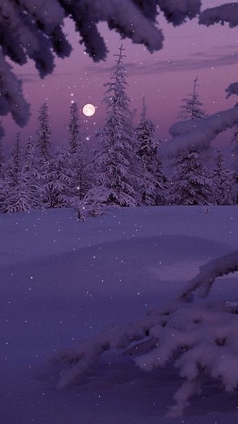 Lilac Christmas Wallpaper, Purple Winter Aesthetic Wallpaper, Purple Christmas Wallpaper Aesthetic, Christmas Purple Aesthetic, Purple Christmas Aesthetic, Purple Christmas Wallpaper, Moon In The Sky, Snowy Landscape, Purple Christmas