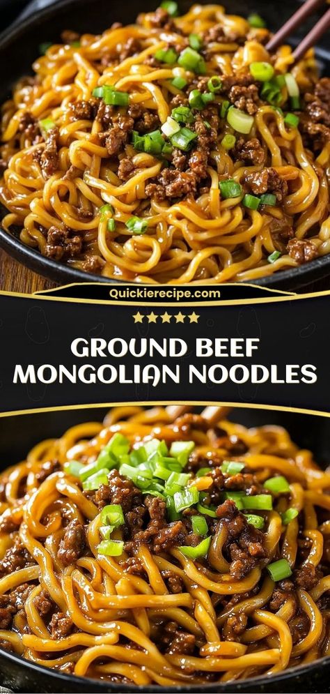 Ground Beef Mongolian Noodles blend savory ground beef with tender noodles and a sweet, tangy sauce. This easy dinner is a quick fix for busy nights without sacrificing flavor. Ingredients: 1 lb ground beef 8 oz rice noodles, cooked 1/4 cup soy sauce 2 tbsp brown sugar A flavorful noodle dish that’s both quick and satisfying Noodles With Ground Beef, Mongolian Noodles, Asian Ground Beef, Beef Mongolian, Mongolian Ground Beef Noodles, Recipes With 1lb Ground Beef, Ground Beef Noodles, Mongolian Ground Beef, Easy Mongolian Beef