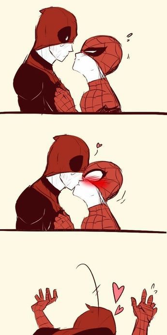 Deadpool X Spidey, Marvel Ships Spideypool, Spidypool Fanart Kiss, Spider Man X Deadpool Fanart, Peter Parker X Deadpool, Spidypool Spicy, Deadpool And Spiderman Ship, Deadpool X Spiderman Kiss, Deadpool X Spiderman Fanart