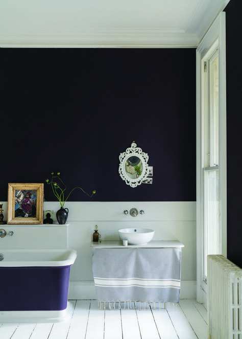 Looking for fresh, new colors for your home in 2019? Fall in love with these coveted shades by Farrow & Ball and enter to win $1,000 worth of free paint! Paean Black, Small Bathroom Paint Colors, Marble Effect Wallpaper, Small Bathroom Paint, Dark Bathroom Ideas, Farrow Bal, Farrow & Ball, Dark Bathrooms, New Paint Colors