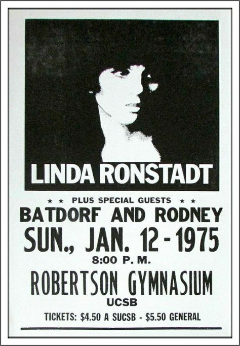 Music Concert Posters, Newspaper Clippings, Vintage Music Posters, Country Music Awards, Linda Ronstadt, Concert Poster, Emmy Award, Rock Concert, Rock Posters