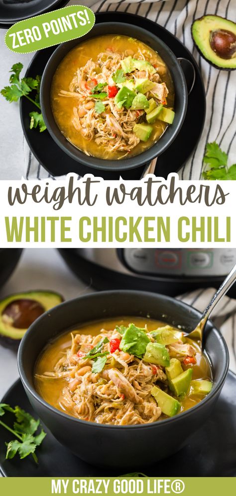 This WW White Chicken Chili is a seriously delicious zero points recipe that you are going to love! This is an easy Weight Watchers 0 point dinner! Ww White Chicken Chili, February Dinners, Weight Watchers Chicken Chili, Weight Watchers White Chicken Chili, Healthy White Chicken Chili, Creamy Chili, White Chicken Chili Healthy, Weight Watchers Meals Dinner, Chicken Shredded