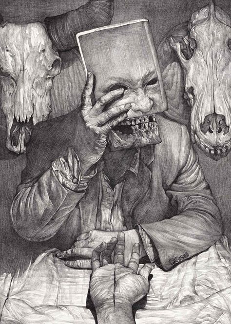 The Narrative Drawings of So PineNut | Hi-Fructose Magazine 다크 판타지, Occult Art, Dark Art Drawings, Arte Inspo, Scary Art, Creepy Art, Weird Art, Drawing Tutorials, Skull Art