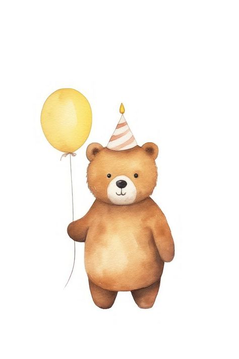 Bear birthday balloon cartoon. AI generated Image by rawpixel. | premium image by rawpixel.com / chu_chutima Birthday Balloon Illustration, Cute Bear Watercolor, Birthday Cute Illustration, Birthday Bear Theme, Cute Bear Painting, Bear Birthday Theme, Bear Party Ideas, Teddy Bear Birthday Theme, Bear Themed Party