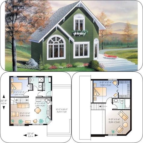 Home With Loft House Plans, Modern Farmhouse Bungalow, Cottage Home Plans, Farmhouse Bungalow, Small Cottage House Plans, Sims 4 House Plans, Sims 4 House Building, Cottage Style House Plans, Monster House