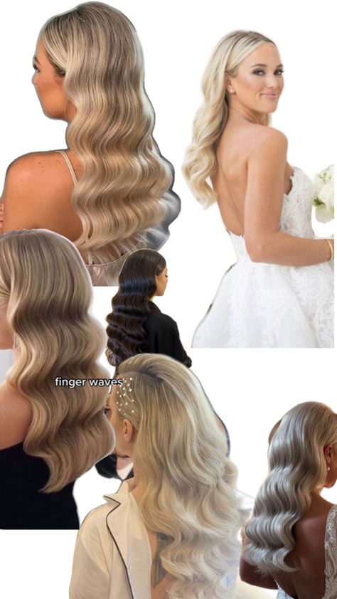 Hollywood (ish) waves/ curls Bridal Waves, Glamorous Wedding Hair, Hollywood Curls, Bridal Hair Down, Bridesmaid Hair Makeup, Bridal Hair Inspiration, Wedding Hairstyles Bride, Hollywood Wedding, Hollywood Waves