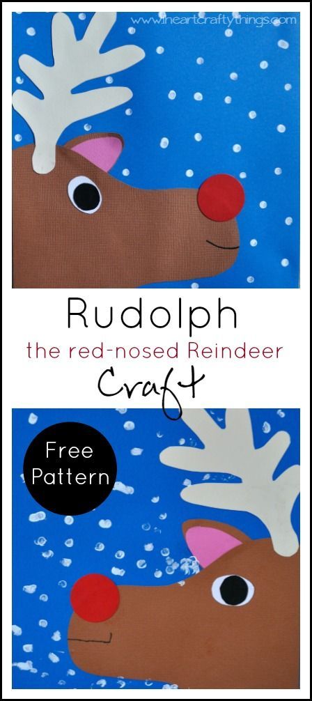 Christmas Kids Craft | Make a Rudolph the Red-Nosed Reindeer Craft out of paper and add dots of snow. Free Pattern included in the blog post. | from I Heart Crafty Things Rudolph Crafts, Paper Craft For Kids, December Crafts, Christmas Art Projects, Reindeer Craft, Rudolph The Red Nosed Reindeer, Christmas Kindergarten, Craft Kids, Craft Christmas