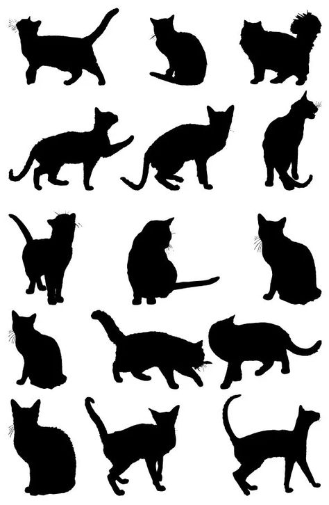 Corflute Ideas, Cats Clipart, Cats Sitting, Cat Shadow, Silhouette Tattoos, Cat Stands, Cat Quilt, Animal Silhouette, Shadow Puppets