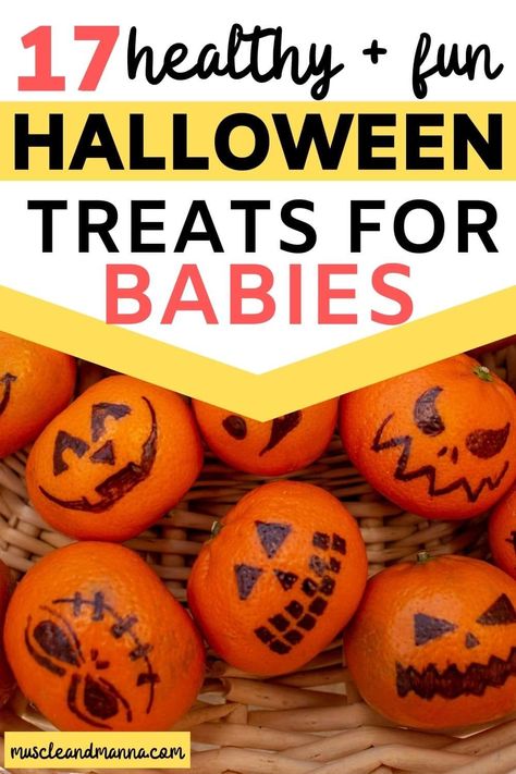 These 17 Halloween Treat ideas for babies and toddlers give healthy fun ideas - both food and nonfood. Perfect halloween treat ideas for daycare and preschool as well as handing out to neighborhood trick or treaters. #halloweentreatsforbabies #halloweentreatsfortoddlers #healthyhalloween Allergy Free Halloween Snacks, Daycare Halloween Treats For Toddlers, Non Food Halloween Treats, Halloween Treats For Babies, Halloween Toddler Snacks, Allergy Friendly Halloween, Halloween Classroom Treats, Easy Halloween Treats, Classroom Halloween Party