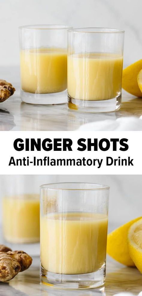 Immune Boosting Juicing, Vitamix Ginger Shots, Juicing Ginger Shots, Recipe For Ginger Shots, Ginger Energy Shots, Ginger Apple Cider Vinegar Shot Recipe, Ginger Juicing Recipes, Ginger Tumeric Shots Without Juicer, Anti Inflammation Juice Shots