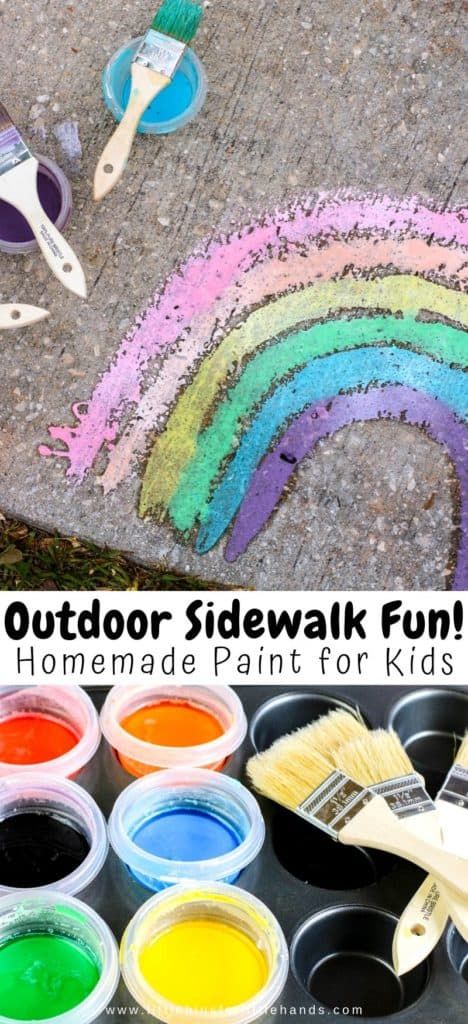 Cornstarch Paint, Sidewalk Paint Recipe, How To Make Cornstarch, Sidewalk Chalk Paint, Sidewalk Paint, Paint Recipe, Homemade Paint, Baby Painting, Puffy Paint