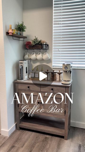 Tatyana Ramjohn on Instagram: "Follow then comment NEED for an automatic DM sent to you or you can find the links in the “Coffee & Tea Bar” category of our Amazon Storefront located in our bio. *Meta has recently rolled out a new feature that blocks people from sending messages unless you follow them. Follow for more great finds!

#amazonbestseller #amazonbestsellers #amazonmusthaves #amazonreviewer #simplesolutions #homemakeover #diyhomedecor #diyhomeimprovement #homedecorideas #homedecorating #cabinet #cabinetdecuriosites #amazonhome #teastation #coffeestation #homestyle #amazondeals #coffeestationdecor #coffeebar #coffeebardecor #coffeebarideas #coffeelover #coffeelovers" Coffee Bar Salon Ideas, Coffee Bar Ideas In Front Of Window, Small Coffee Nook Ideas, Tea Cart Coffee Station, Coffe Bar Desk, Coffee Station In Bedroom, Diy Farmhouse Coffee Bar, Fancy Coffee Bar, Target Coffee Bar Ideas