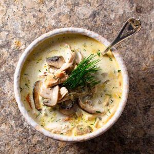 Creamy Chicken and Mushroom Soup With Dill • My Pocket Kitchen Creamy Chicken And Mushroom Soup, My Pocket Kitchen, Chicken And Mushroom Soup, Leek Mushroom, Pocket Kitchen, Hearty Soup Recipes, Chicken And Mushroom, Creamed Leeks, Comfort Soup